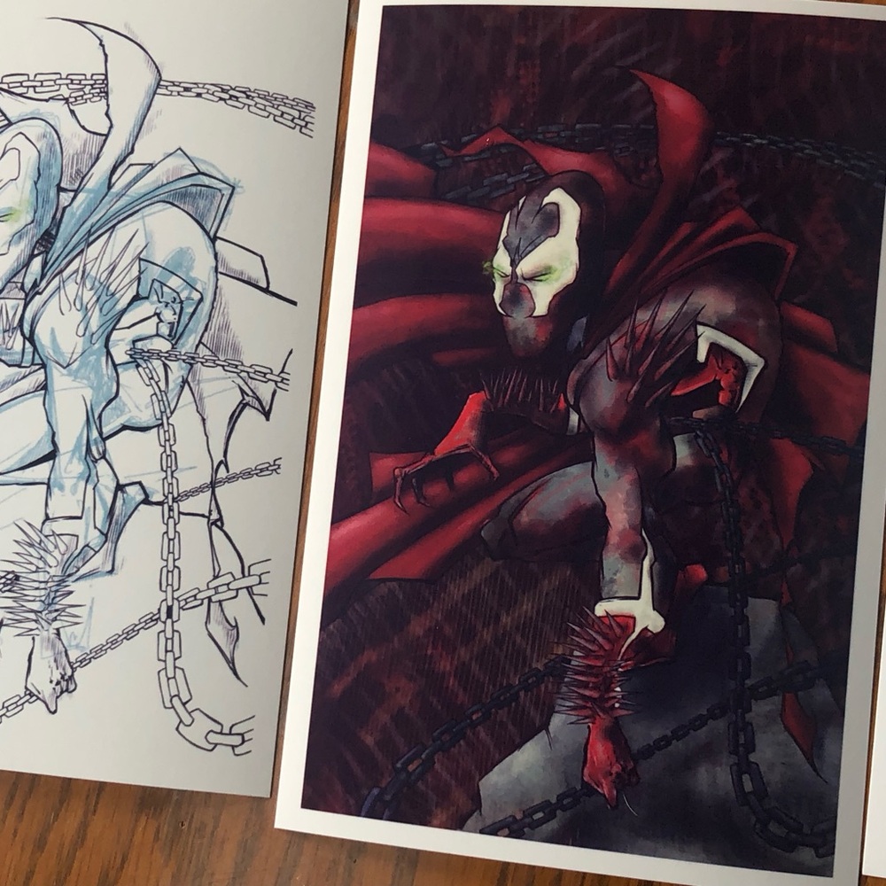 Dynamic Red and Black Comic Art Print